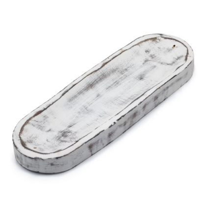 Duża Owalna Podstawka pod Kadzidełka 30x10 cm – Whitewash